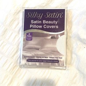 Silky Satin Satin Beauty Pillow Covers - NWT - white - 2 pack, standard queen